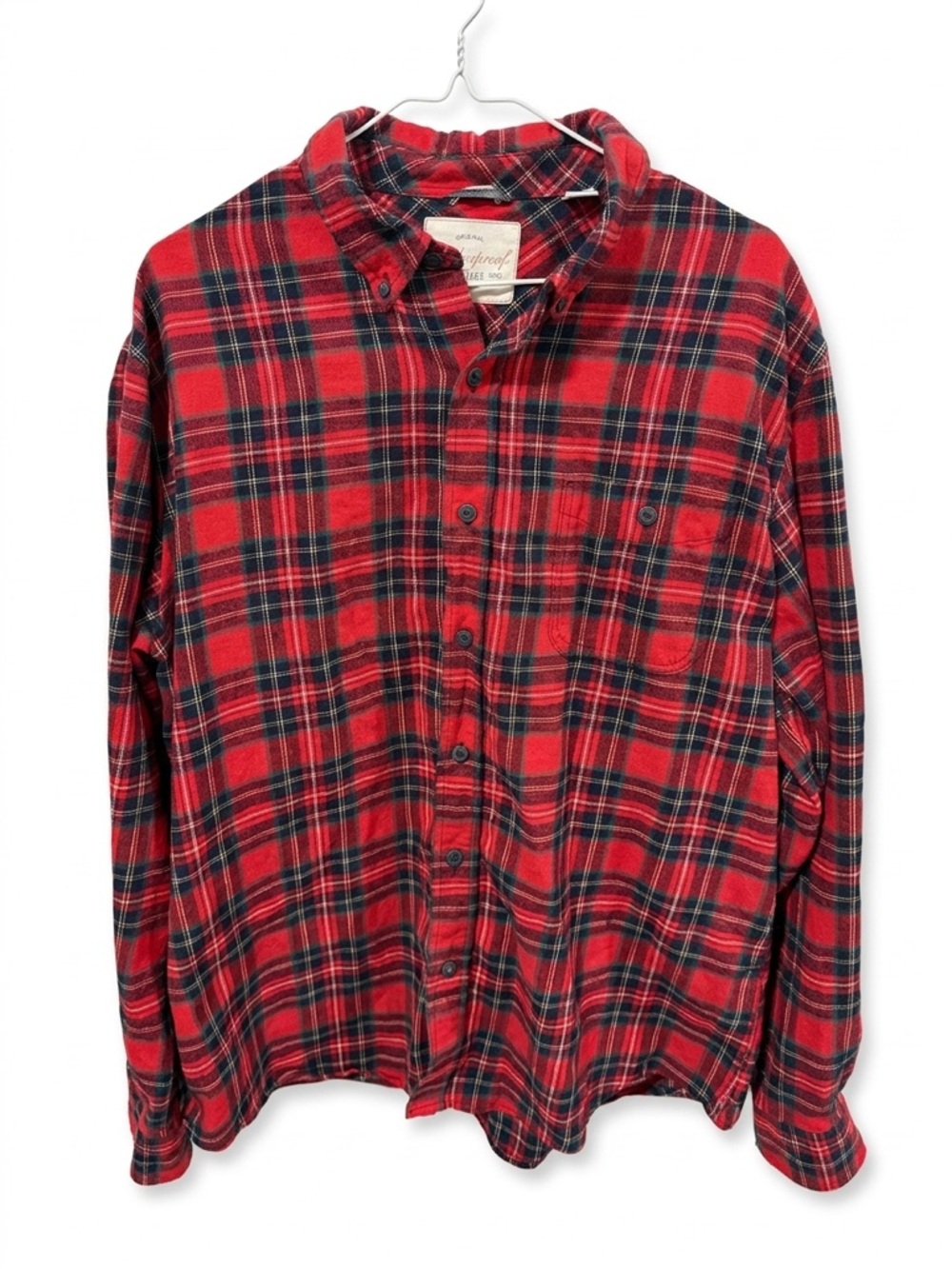 WEATHERPROOF VINTAGE Mens Red Plaid Flannel Shirt Size XL